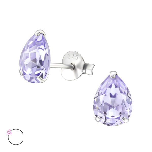 PUZETOVÉ NÁUŠNICE – Hruška s Swarovski® krystaly – Violet, Ag925/1000, 0,50g